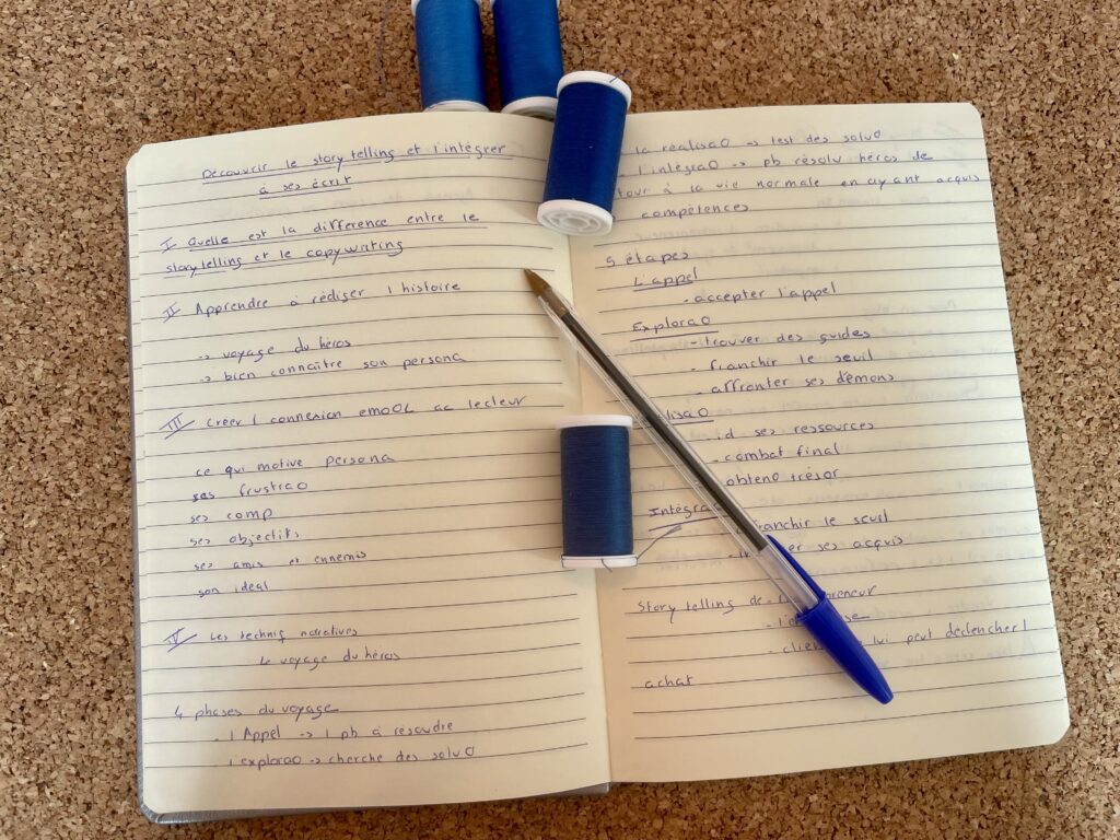 La rédaction, c'est des notes en pagaille pour capter le mot qui vous ressemble et vous fera détonner.
